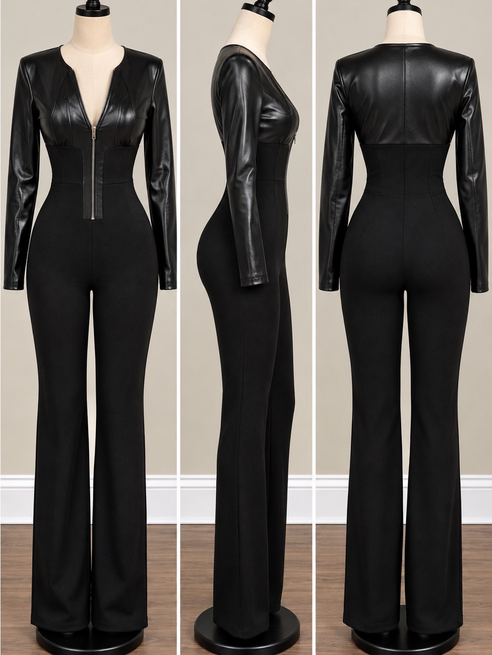 Fashion Nova Black High-Waist Skinny Jumpsuit
